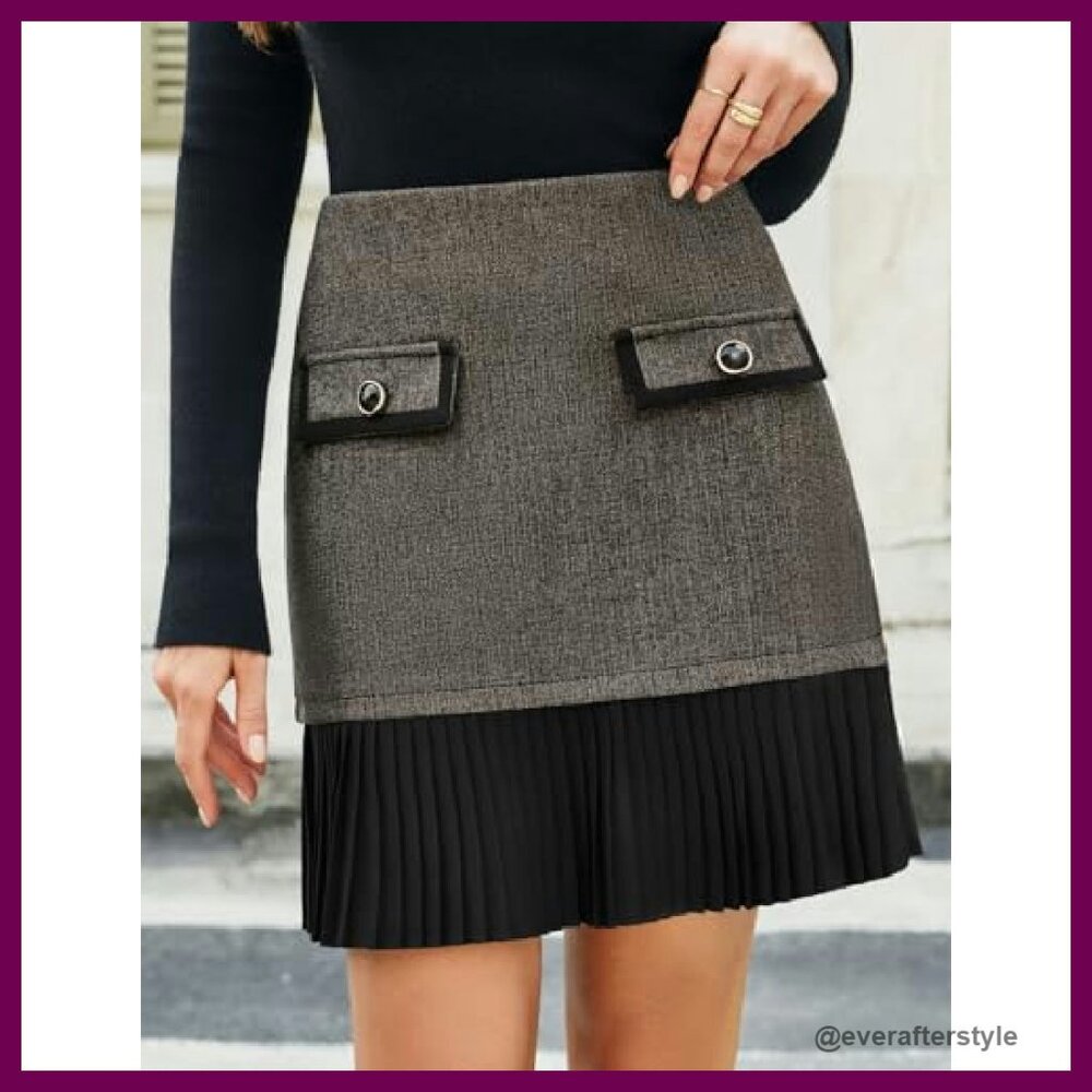 Pleated A-Line Mini Skirt High Waist Casual Chic Y2K Retro Elegant Party Wear - Picture 3 of 8